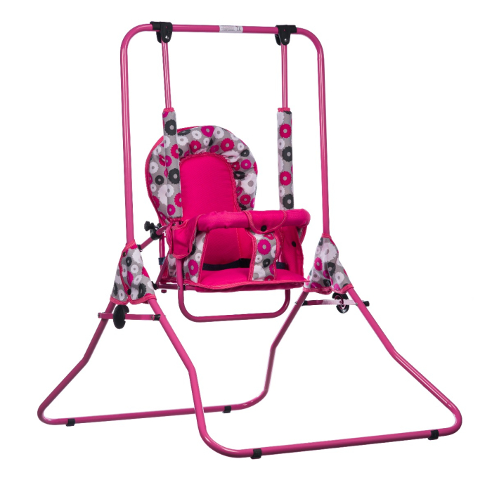 Leagan pentru copii, AppeKids, cu spatar reglabil, Pink Flowers [3]