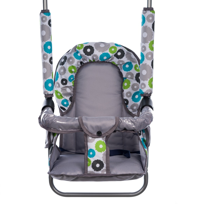 Leagan pentru copii, AppeKids, cu spatar reglabil si bara detasabila, Grey Flowers [2]