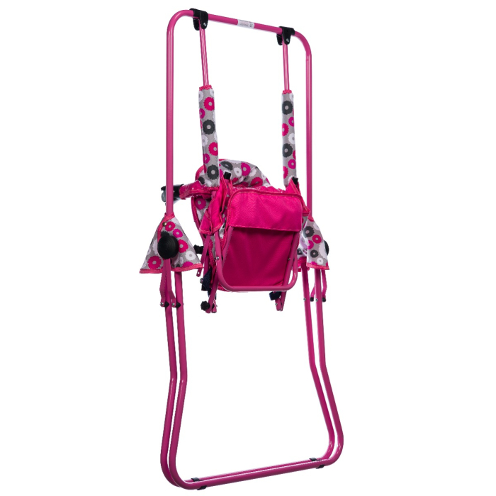 Leagan pentru copii, AppeKids, cu spatar reglabil si bara detasabila, Pink Flowers [6]