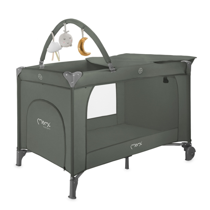Patut pliabil cu doua nivele si masuta de infasat, 60x120 cm, Momi, Belove Plus - Green [2]