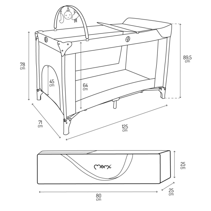 Patut pliabil cu doua nivele si masuta de infasat, 60x120 cm, Momi, Belove Plus - Green [10]