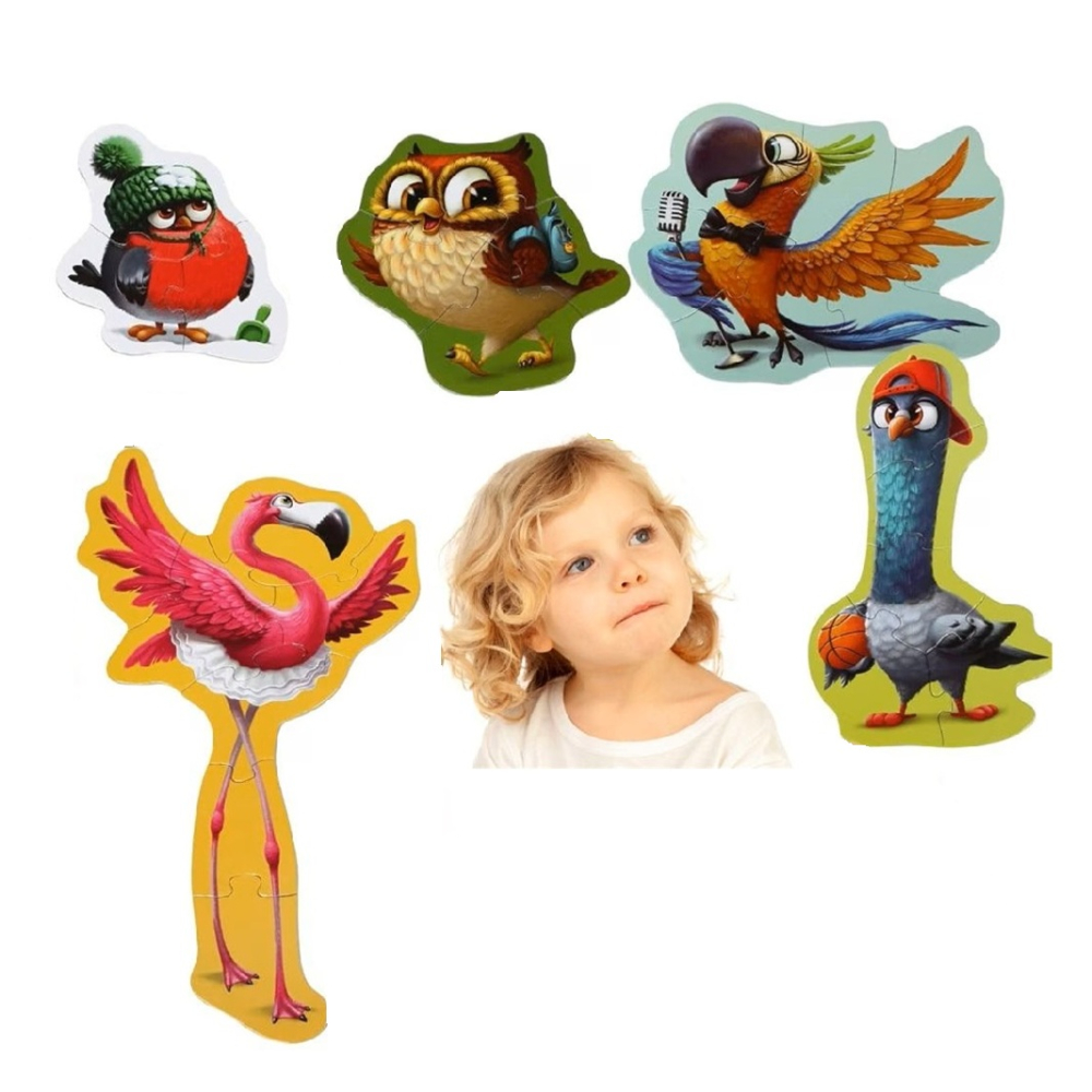 Puzzle pentru copii 5in1, 2 ani+, Puzzlika - Birds [3]
