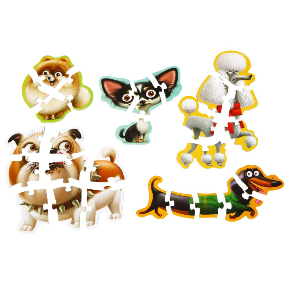 Puzzle pentru copii 5in1, 2 ani+, Puzzlika - Dogs [3]