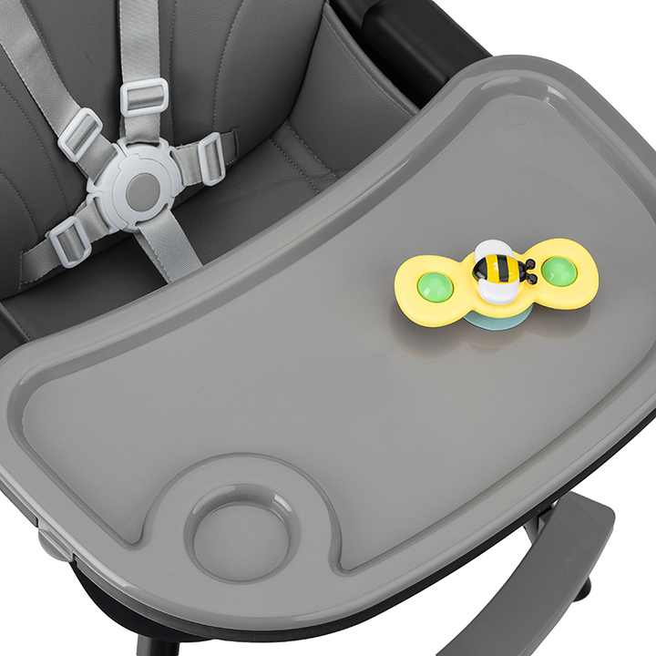 Scaun de masa copii Momi Reki, Piele ecologica, Black [6]