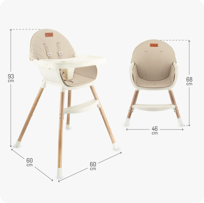 Scaun de masa copii Momi Reki, Piele ecologica, Beige [7]
