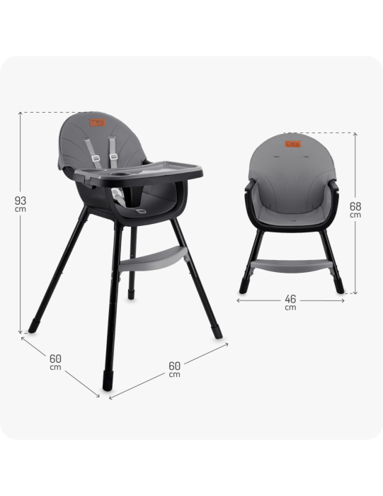 Scaun de masa copii Momi Reki, Piele ecologica, Black [7]