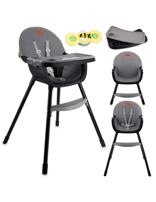 Scaun de masa copii Momi Reki, Piele ecologica, Black [9]