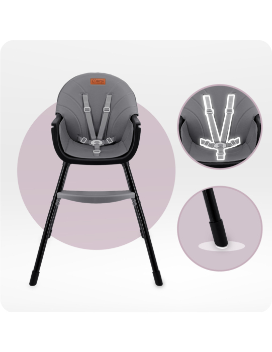 Scaun de masa copii Momi Reki, Piele ecologica, Black [8]