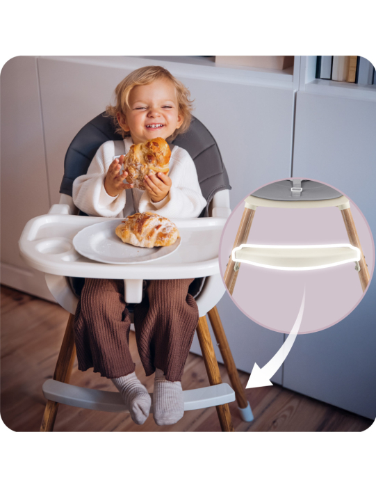 Scaun de masa copii Momi Reki, Piele ecologica, Dark Grey [9]