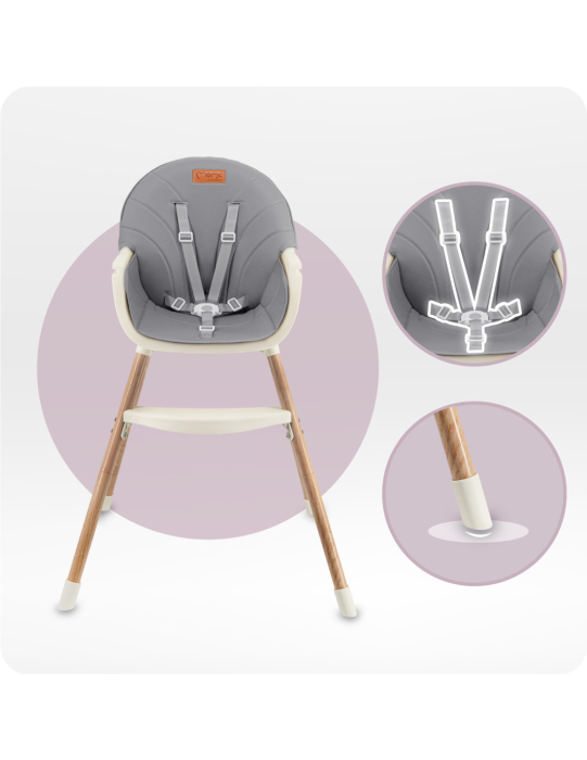 Scaun de masa copii Momi Reki, Piele ecologica, Dark Grey [7]