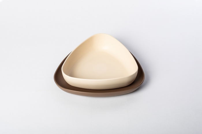 Set 2 farfurii, eKoala, BIOplastic, White/Brown [2]