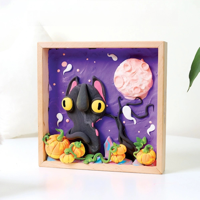 Set creatie Wood & Craft - Little Worlds, 21*21cm - Ghost Cat [4]