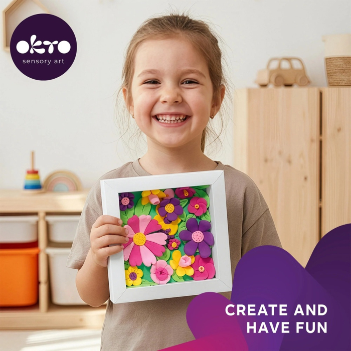 Set creativ de modelaj 3D OKTO Garden Flowers, Air Clay, 15 × 15 cm, 5 ani+ [3]