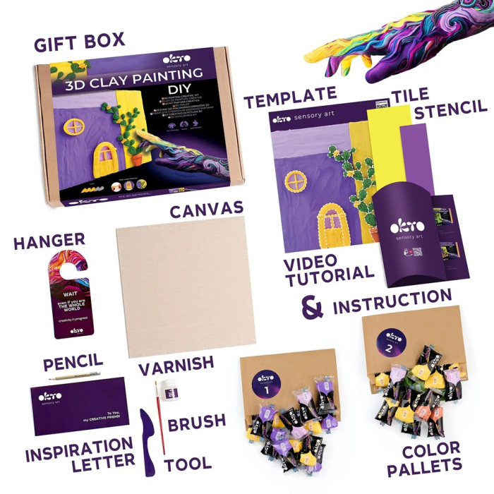 Set creativ de modelaj 3D OKTO Lavender Midday, Air Clay, 14 ani+ [3]