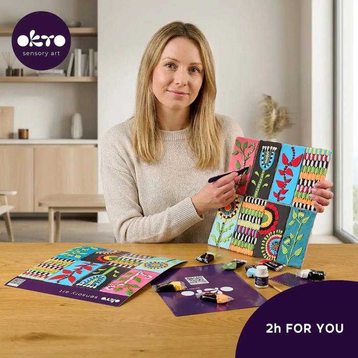 Set creativ de modelaj 3D OKTO Patchwork Garden, Air Clay, 14 ani+ [6]