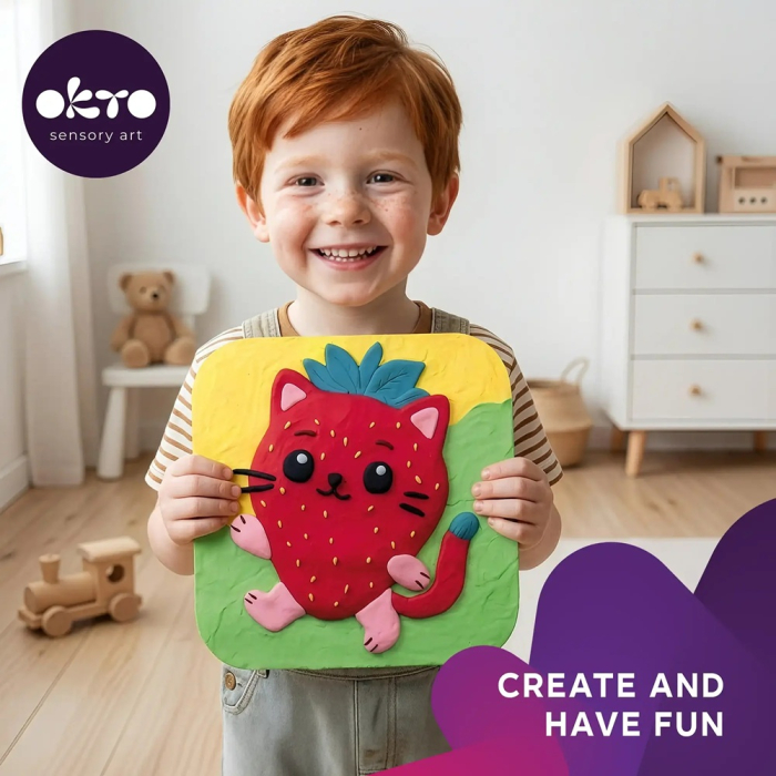 Set creativ de modelaj 3D OKTO Pisoi, Air Clay, 24 × 24 cm, 5 ani+ [3]