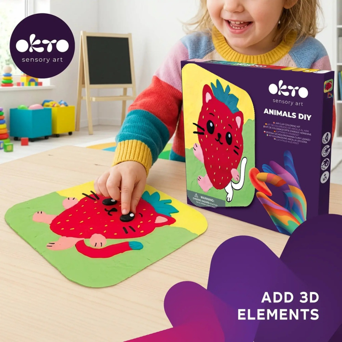 Set creativ de modelaj 3D OKTO Pisoi, Air Clay, 24 × 24 cm, 5 ani+ [4]