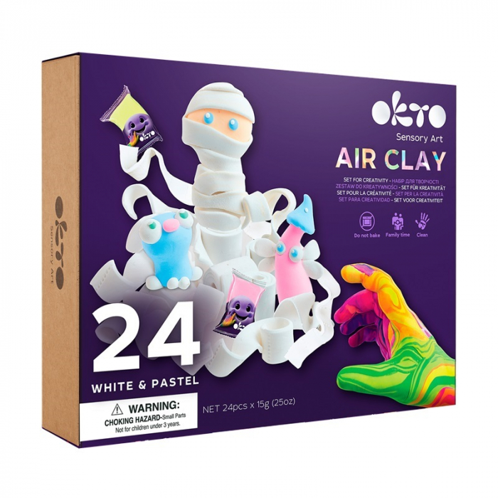 Set de Creatie Air Clay, Okto, 24 culori - White&Pastel [1]