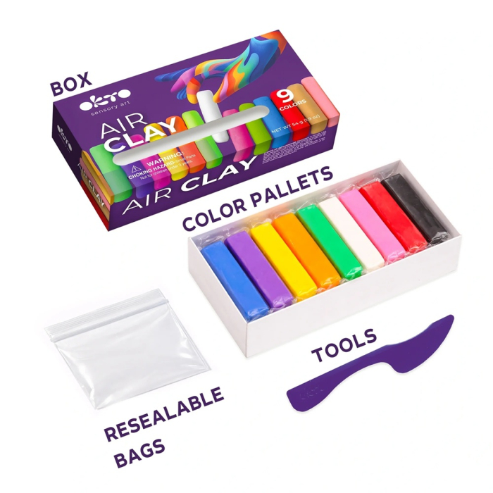 Set de modelaj OKTO Air Clay, 9 culori, 54 g, 3 ani+ [2]