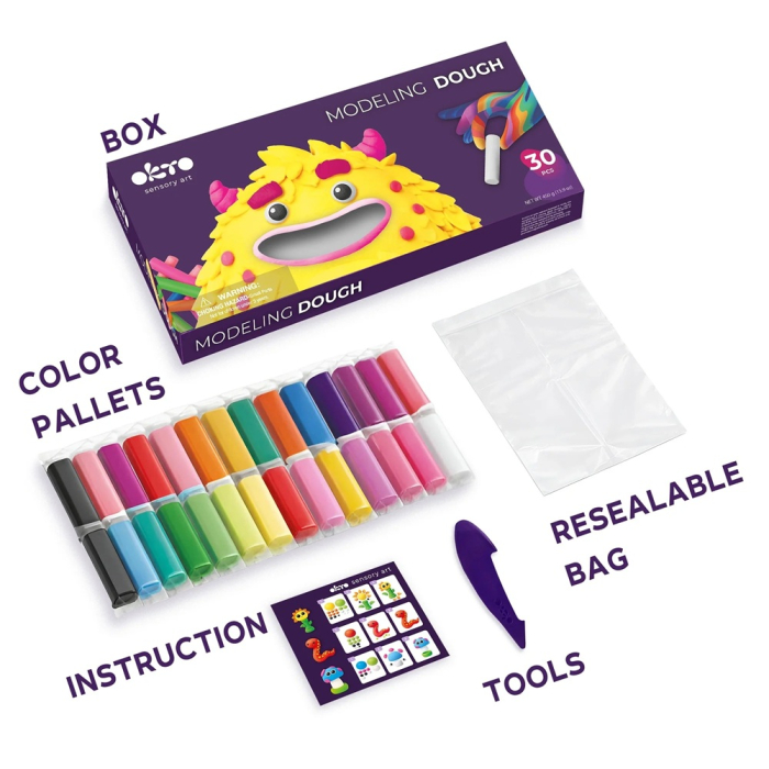 Set de plastilină pentru modelaj OKTO, 30 de batoane, 450 g, 3 ani+ [2]
