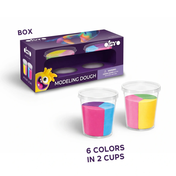 Set de plastilină pentru modelaj OKTO, 6 culori în 2 recipiente, 200 g, 3 ani+ [2]