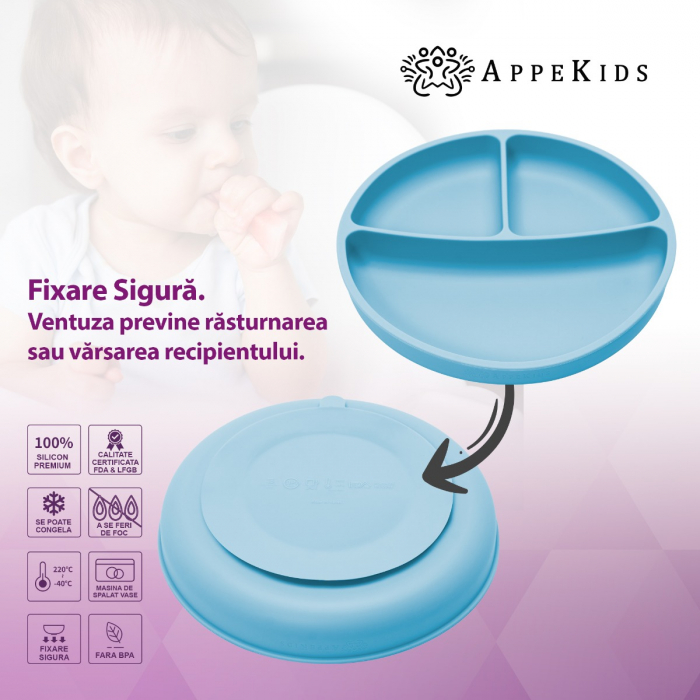 Set Diversificare, AppeKids, 100% Silicon, Basic - Aqua Blue [3]