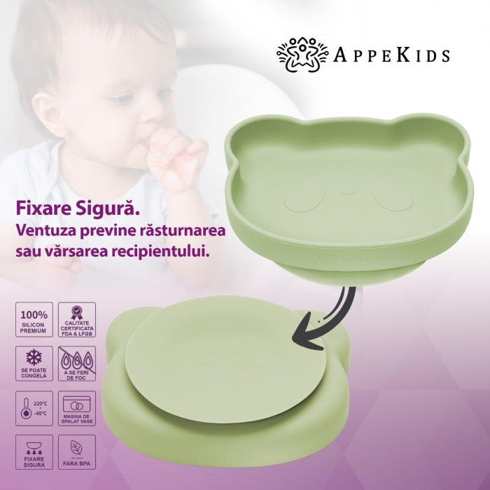 Set Diversificare, AppeKids, 100% Silicon, Panda - Raw Green [4]