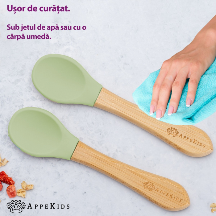 Set Lingurite din bambus, AppeKids - Raw Green [4]