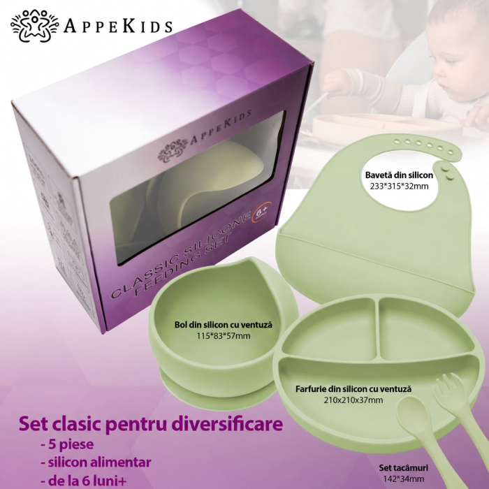 Set pentru diversificare AppeKids Classic, 5 piese, silicon alimentar, 6 luni+ [5]