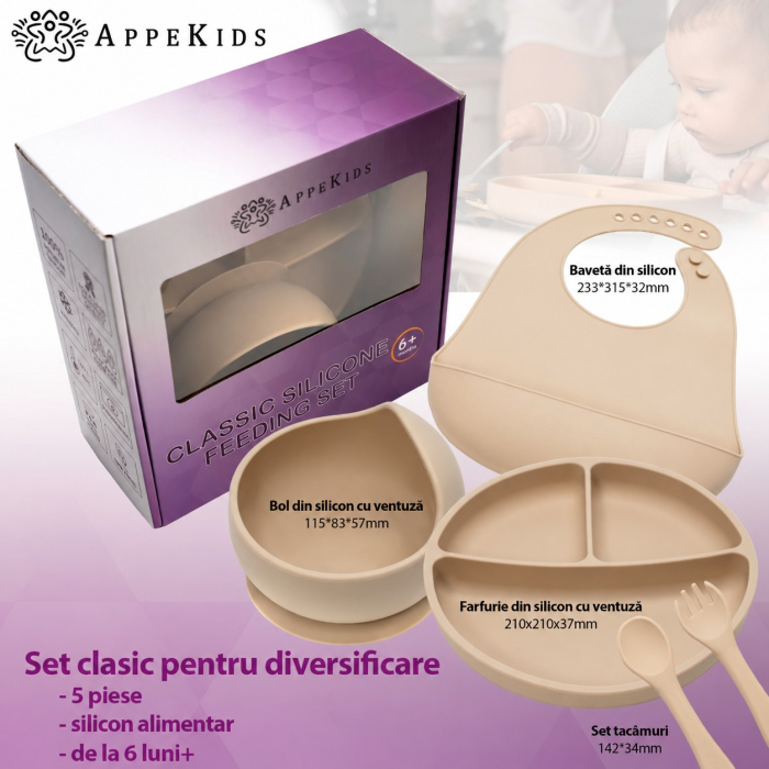 Set pentru diversificare AppeKids Classic, 5 piese, silicon alimentar, 6 luni+ [5]