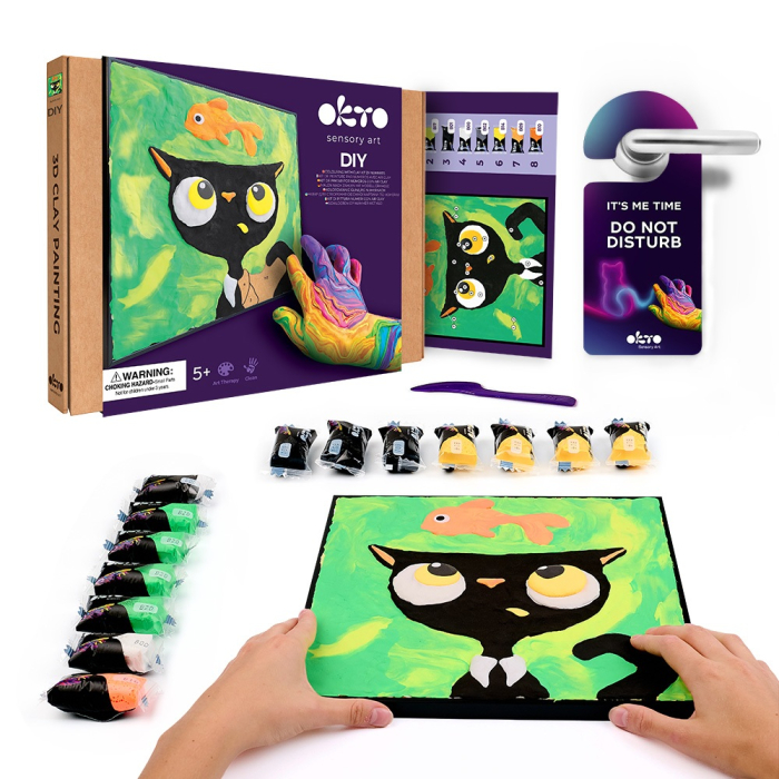 Set pictura cu argila usoara, 29*29 cm - Black Cat [2]