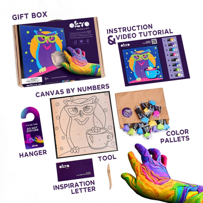 Set pictura cu argila usoara, 29*29 cm - Owl [3]