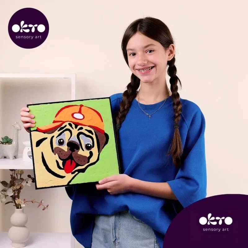 Set pictura cu argila usoara, 29*29 cm - Pug Dog [5]