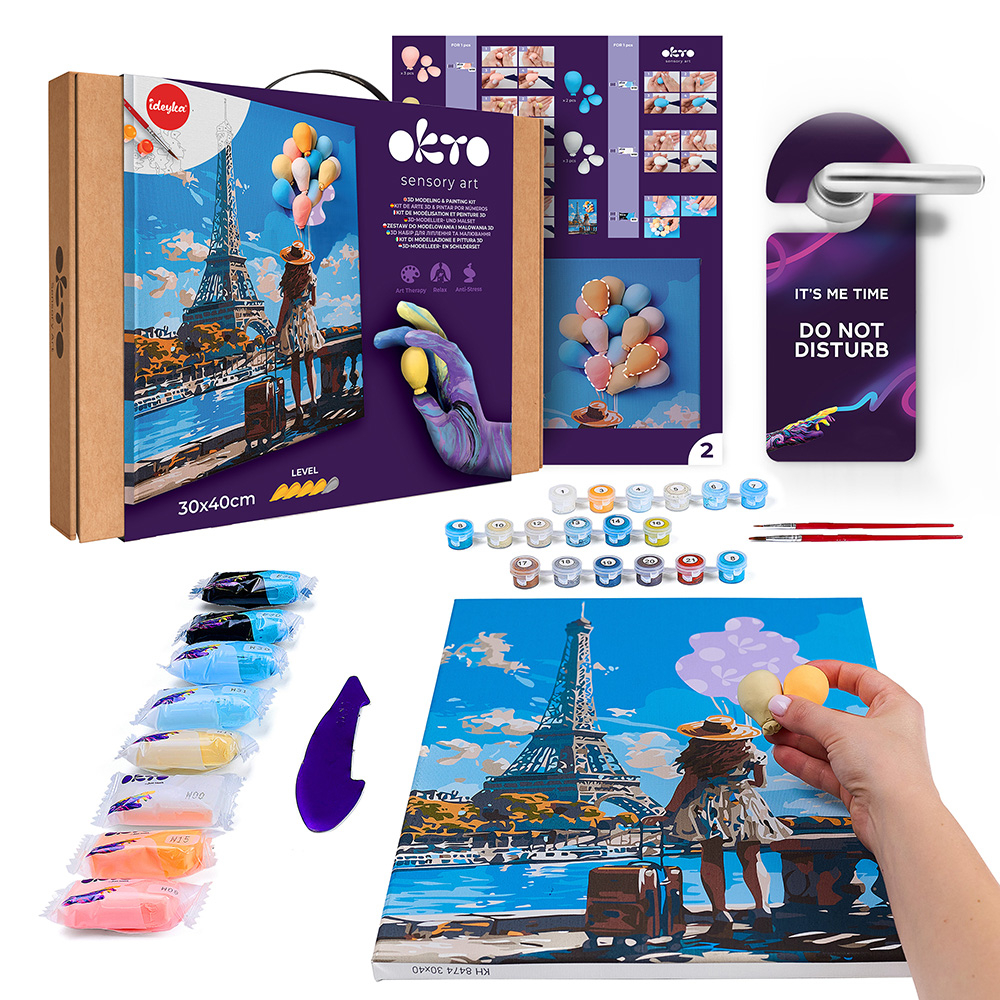 Set pictura si modelare 3D cu argila usoara, 30*40 cm - Greetings from Paris [2]