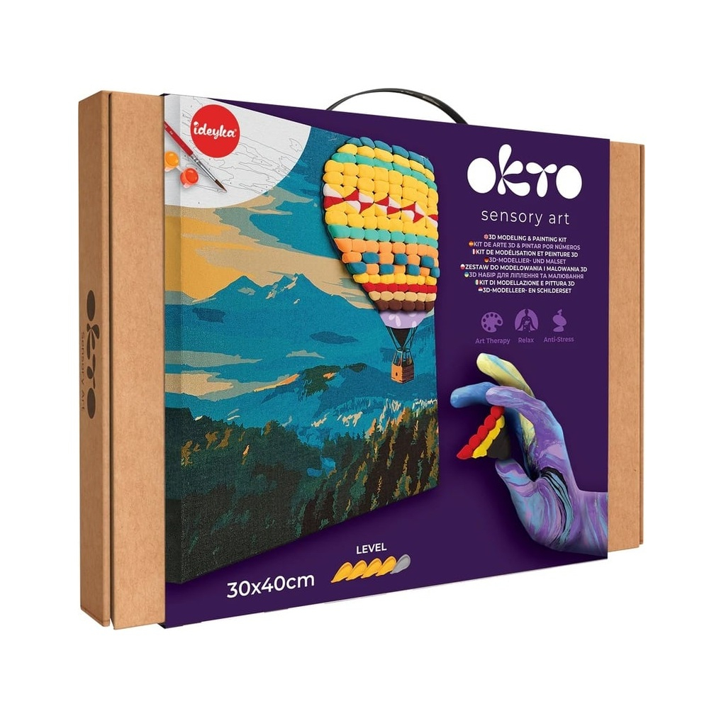 Set pictura si modelare 3D cu argila usoara, 30*40 cm - Hot Air Balloon flight [1]