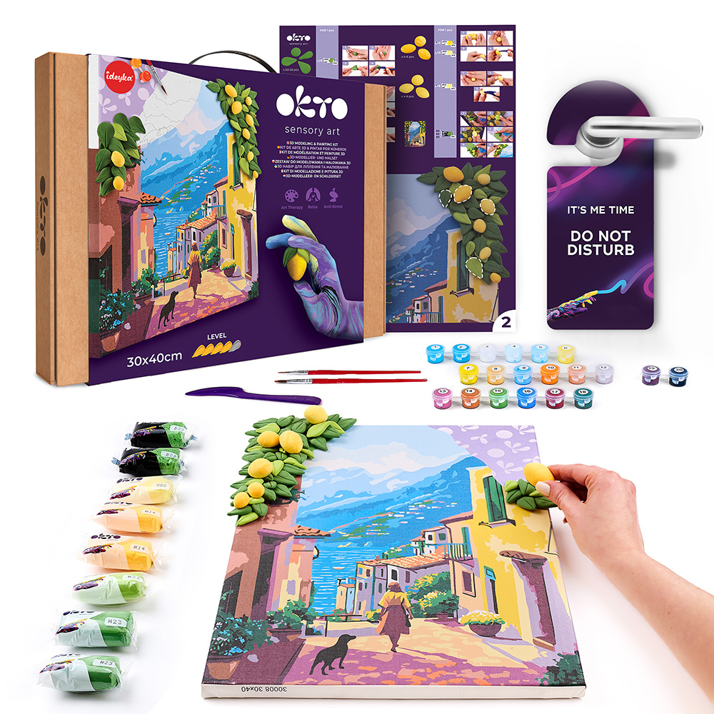 Set pictura si modelare 3D cu argila usoara, 30*40 cm - Lemon weekend [3]