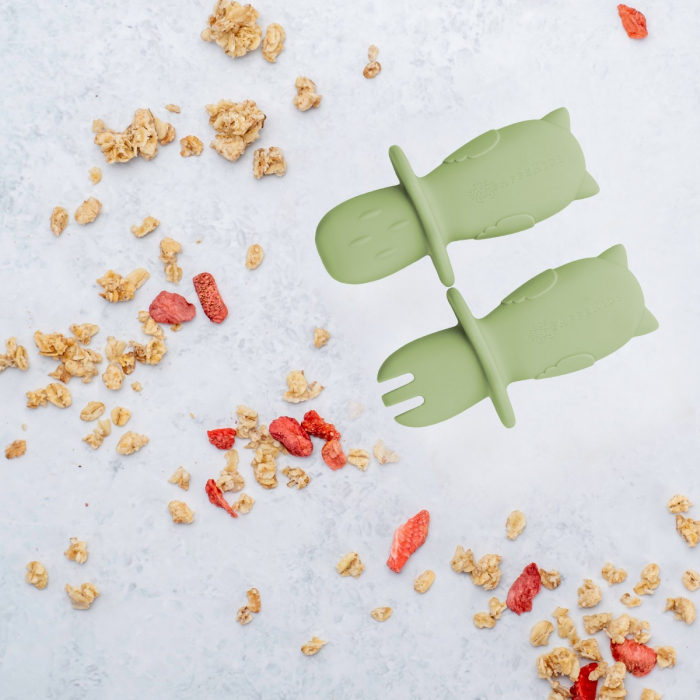 Set Tacamuri din silicon, AppeKids, OWL - Raw Green [4]