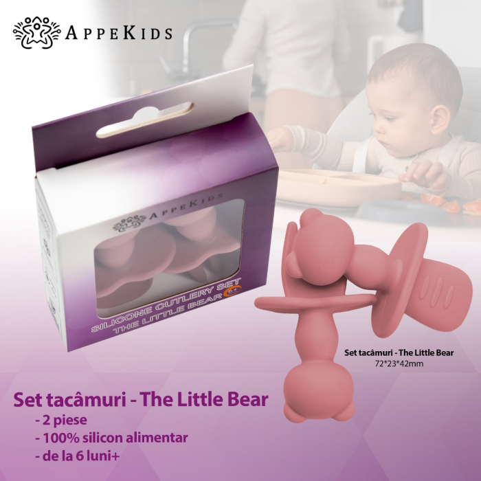 Set Tacamuri din silicon, AppeKids, The Little Bear - Old Rose [2]