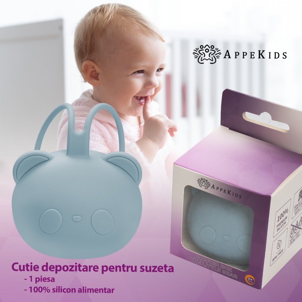 Suport pentru suzeta din silicon, AppeKids, The Little Bear - Aqua Blue [2]