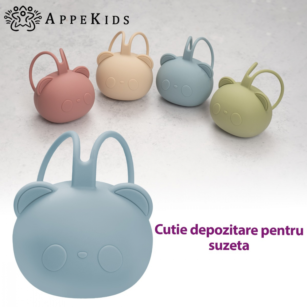 Suport pentru suzeta din silicon, AppeKids, The Little Bear - Aqua Blue [4]