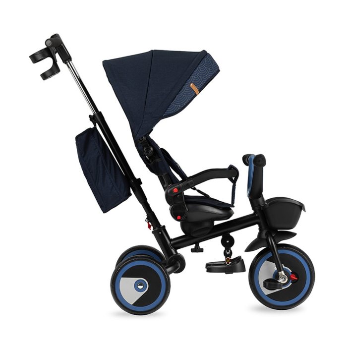 Tricicleta 5 in 1, MoMi INVIDIA Flow, Scaun rotativ 360Ã‚Â°, Spatar reglabil, Maner telescopic, Centura in 5 puncte, Pliabila, Suport pahare, Tapiterie usor de curatat [2]