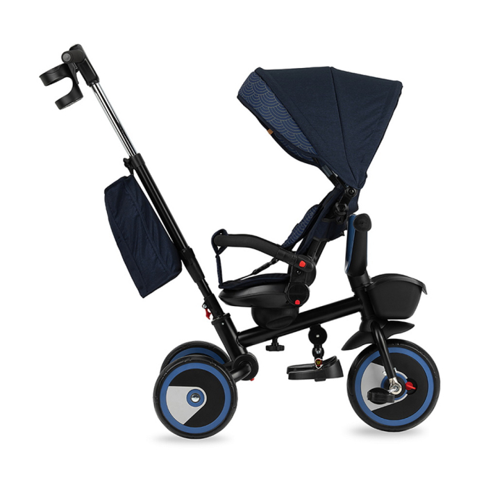 Tricicleta 5 in 1, MoMi INVIDIA Flow, Scaun rotativ 360Ã‚Â°, Spatar reglabil, Maner telescopic, Centura in 5 puncte, Pliabila, Suport pahare, Tapiterie usor de curatat [3]