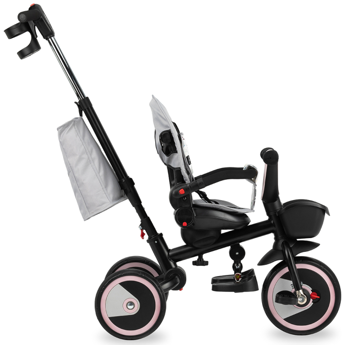Tricicleta 5 in 1, MoMi INVIDIA Love, Scaun rotativ 360Ã‚Â°, Spatar reglabil, Maner telescopic, Centura in 5 puncte, Pliabila, Suport pahare, Tapiterie usor de curatat [5]
