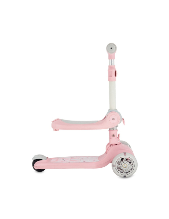 Trotineta transformabila cu sezut pliabil si lumini LED, Momi Debe - Pink [5]