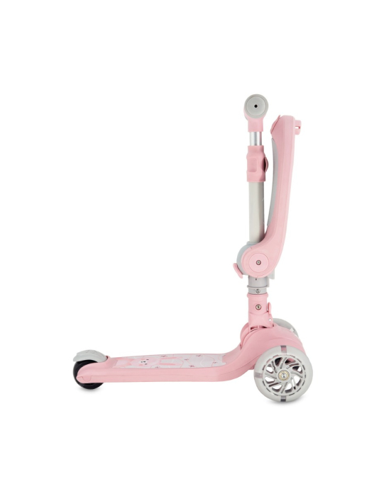 Trotineta transformabila cu sezut pliabil si lumini LED, Momi Debe - Pink [2]