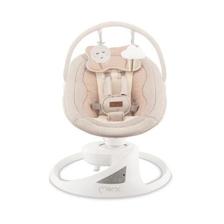 Balansoar electric pentru bebelusi cu sezut rotativ 360 grade , Momi Pearl - Beige [1]