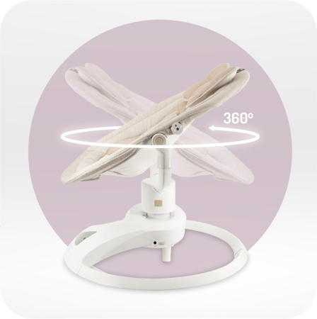 Balansoar electric pentru bebelusi cu sezut rotativ 360 grade , Momi Pearl - Beige [8]
