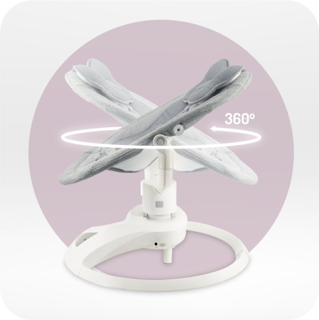 Balansoar electric pentru bebelusi cu sezut rotativ 360 grade , Momi Pearl - Grey [6]