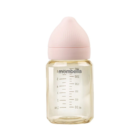 Noutăți - Biberon Anti-colici Mombella Classic PPSU, 180 ml, cu Tetină Silicon S - Flux Lent (0-3 Luni) - Old Rose