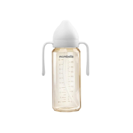 Noutăți - Biberon Anti-colici Mombella Classic PPSU, 300 ml, cu Tetină Silicon L - Flux Rapid (6-9 Luni) - Ivory